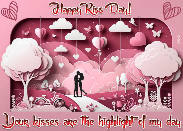 Postcard international kissing day