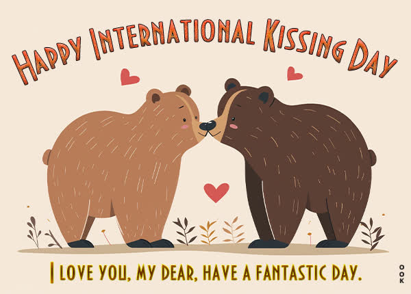 Postcard international kissing day