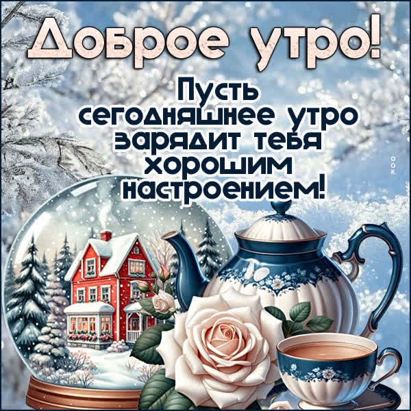 Postcard нежная открытка доброе утро в зимнем стиле