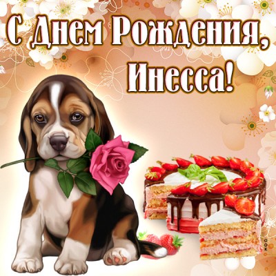 Открытка поздравительная открытка с днём рождения инесса